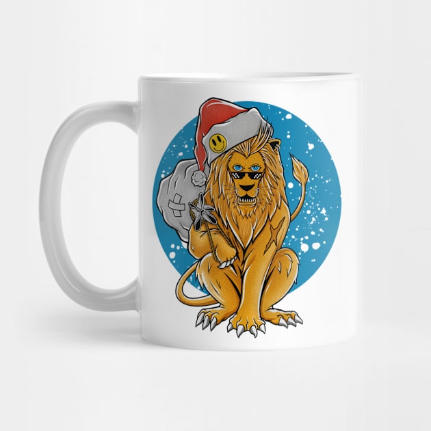 Lion with santa hat by DMD Art Studio